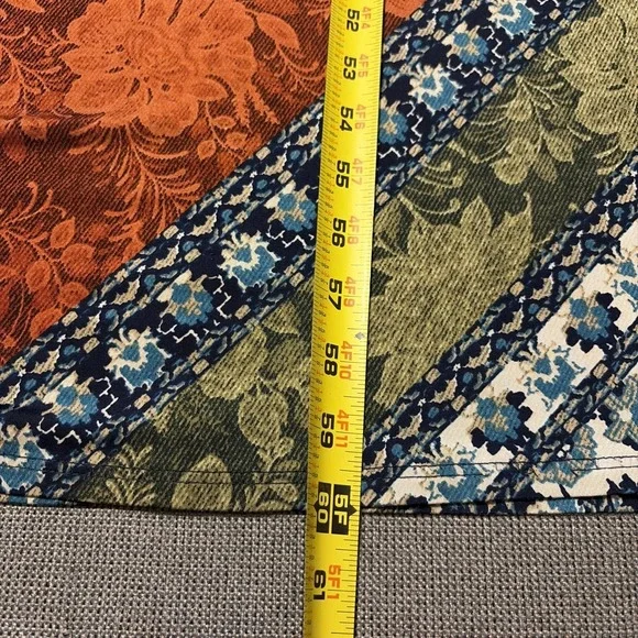 Janette Fashion Patchwork Boho Festival Artsy Belted Scoop Neck Maxi Dress M - Picture 7 of 9